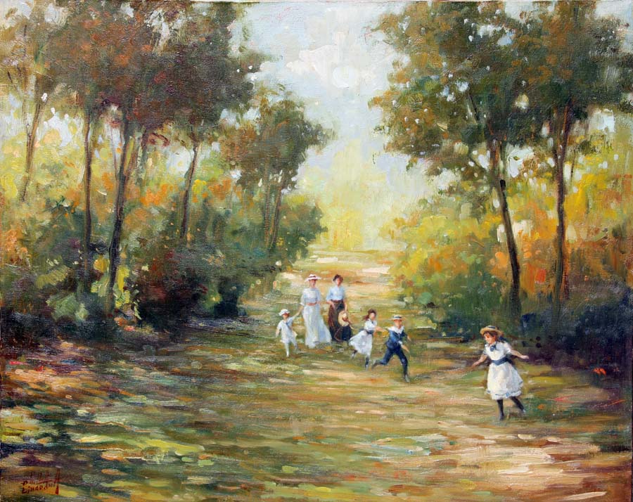 02 Familia en el campo O.l. 50x61 cm.