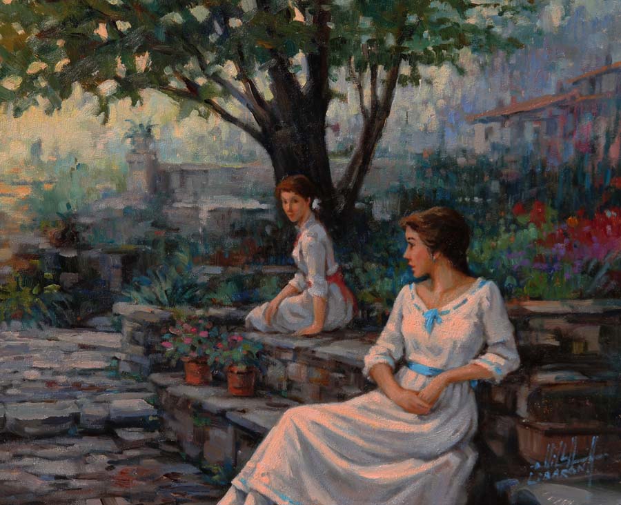 04 Jovenes conversando 46x55 cm.