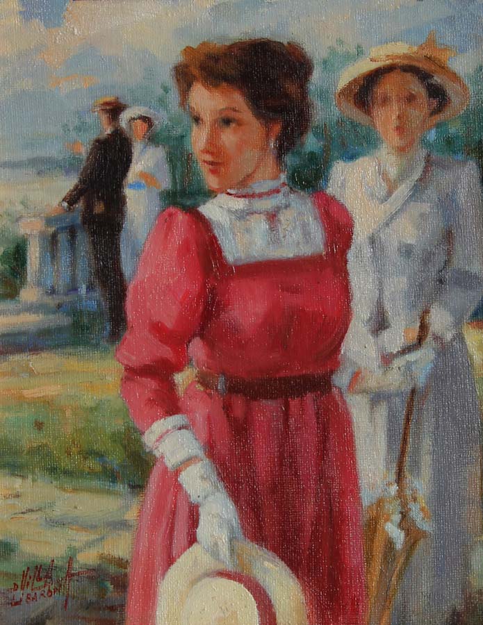 10 Damas en el parque 24x19 cm.