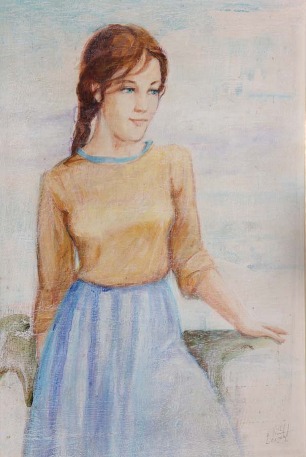 19 Neska en el puerto t.m 51x36 cm.