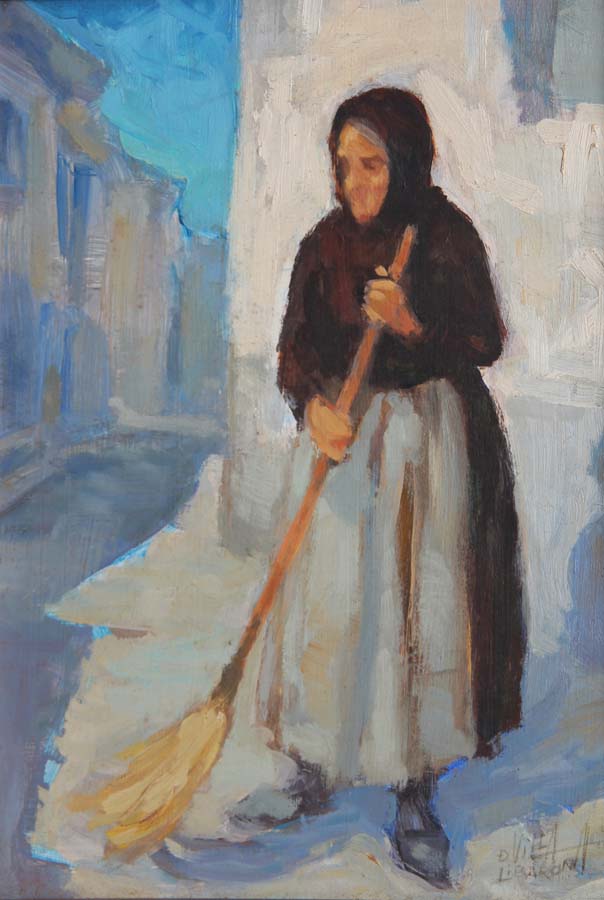 21 Barriendo la calle O.l. 35x25 cm.