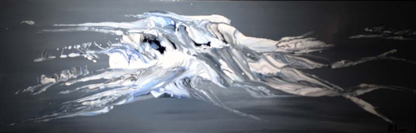 04 Deshielo en la Antartida. Acrilico sobre madera. 32x100 cm.
