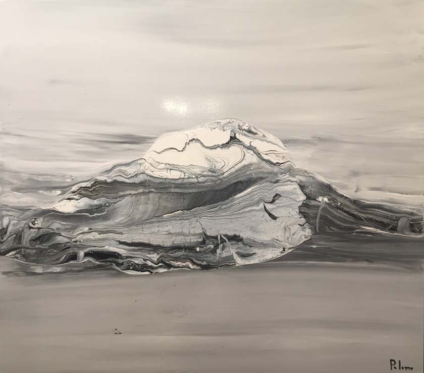 26 Acrilico sobre madera. Deshielo en la cumbre 75x85 cm.