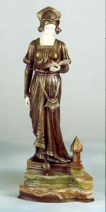 2_MB Alonzo Dama Medieval. 65x20cm. Bronce y marfil