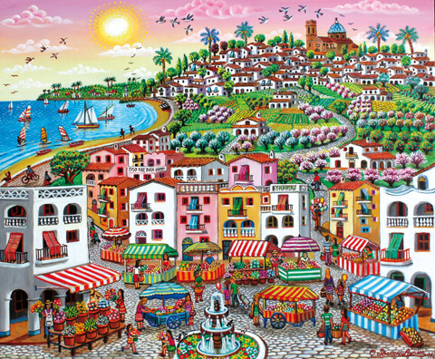 09 Mercadillo de frutas y flores 46x55cm.