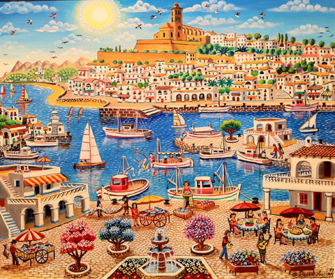 20 En el puerto de pesca- Ibiza 38x46cm.