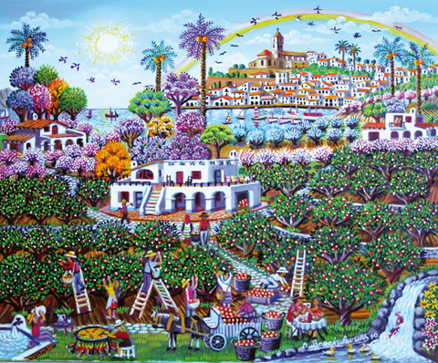 24 Paella y naranjos- Ibiza 33x40cm.