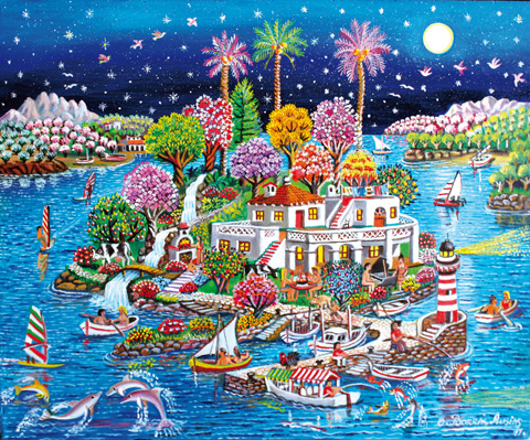 29 Luna de verano en la isla feliz 33x40cm.