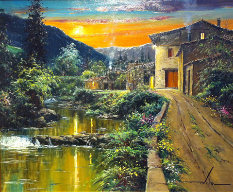 01 Atardecer en Euskadi 61x50cm.